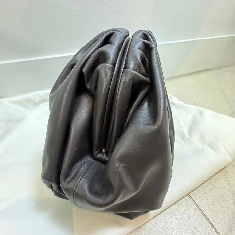 Bottega Veneta Dark Brown Leather Pouch Clutch